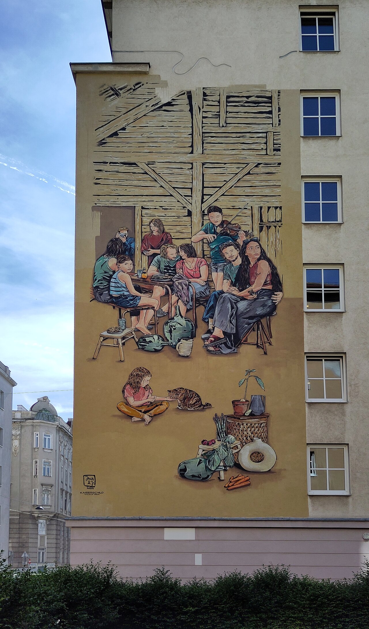 Bauerngesellschaft in einer Scheune