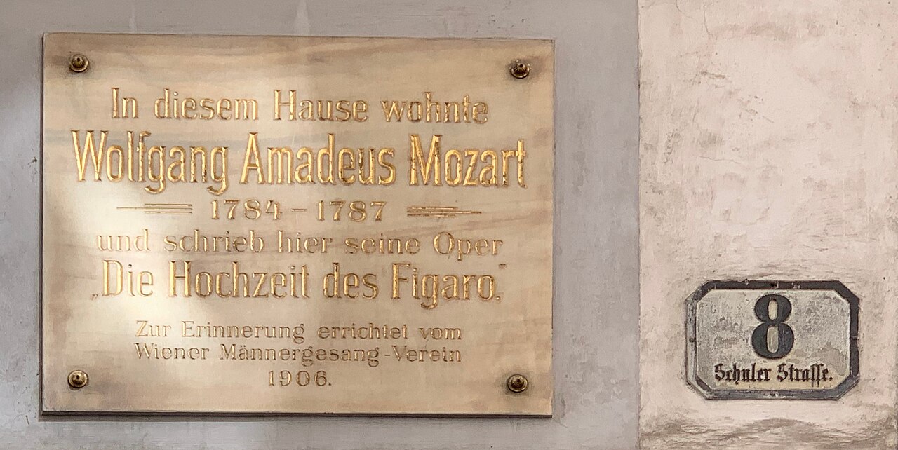 Placa comemorativa de Wolfgang Amadeus Mozart