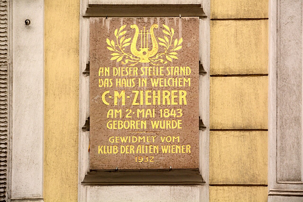 Targa commemorativa per Carl Michael Ziehrer