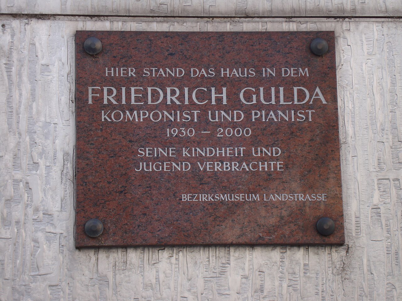 Placa conmemorativa de Friedrich Gulda