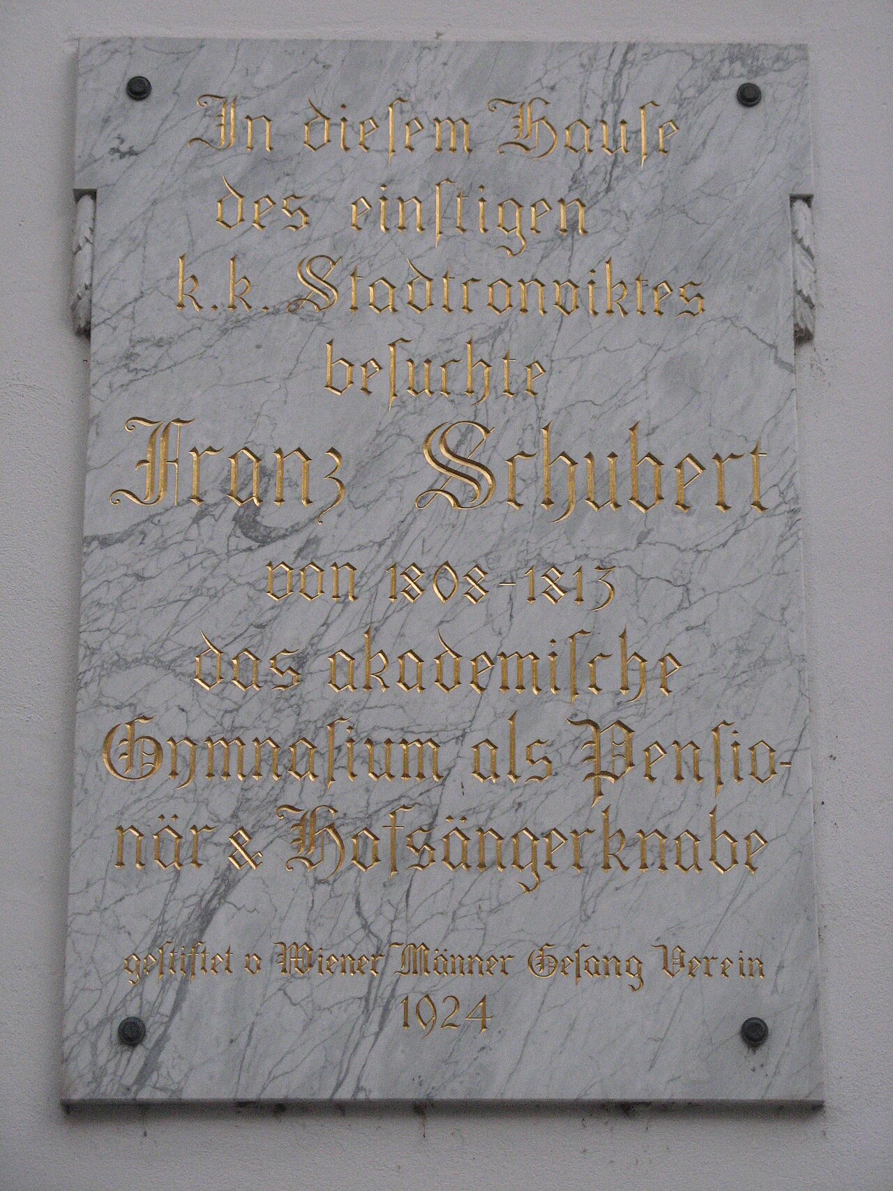 placa em homenagem a Franz Schubert