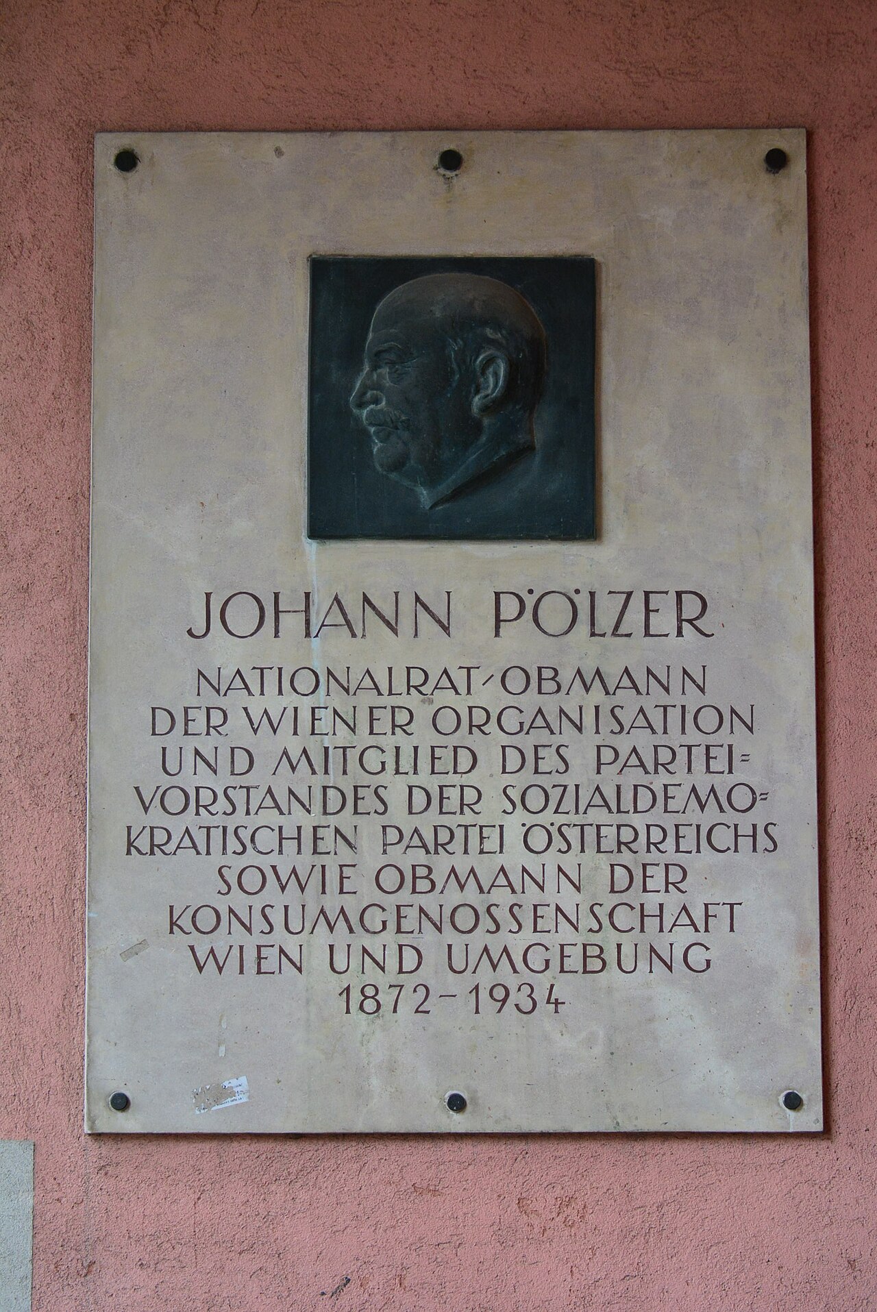 Targa commemorativa per Johann Pölzer