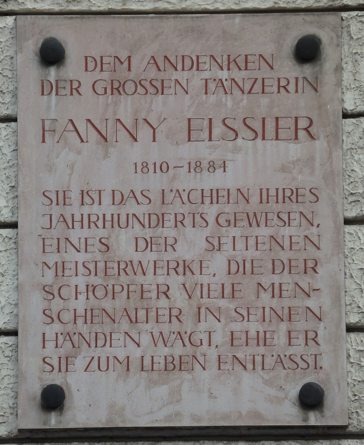 Placa conmemorativa de Fanny Elßler