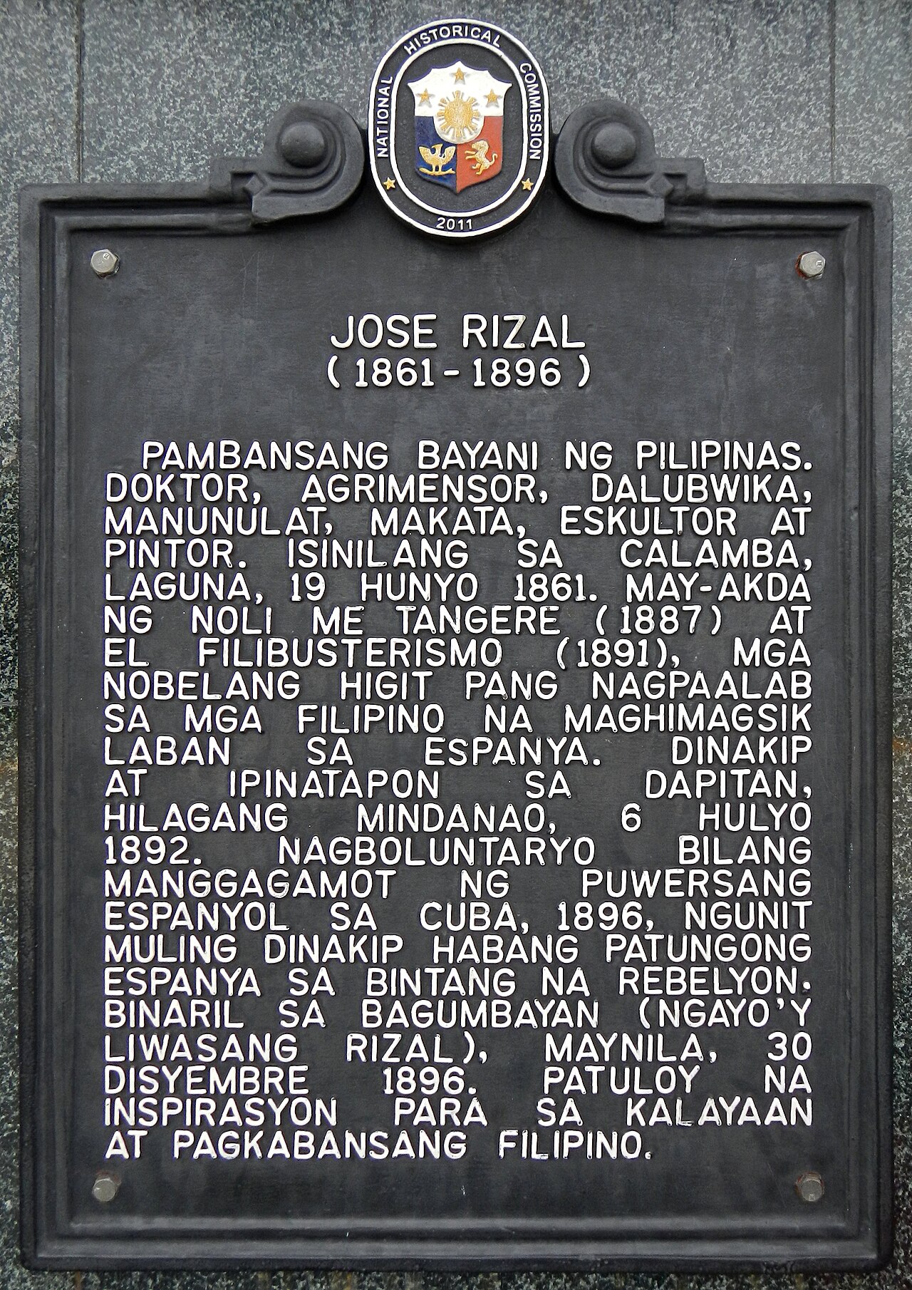 Una fotografia di Targa commemorativa storica di Jose Rizal
