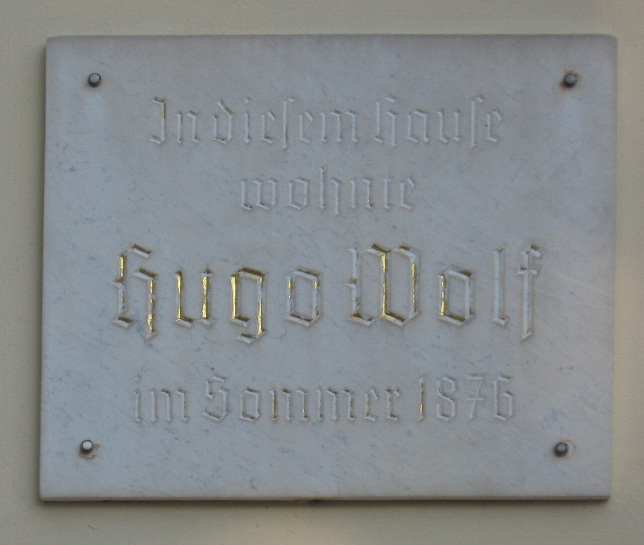 Placa conmemorativa de Hugo Wolf