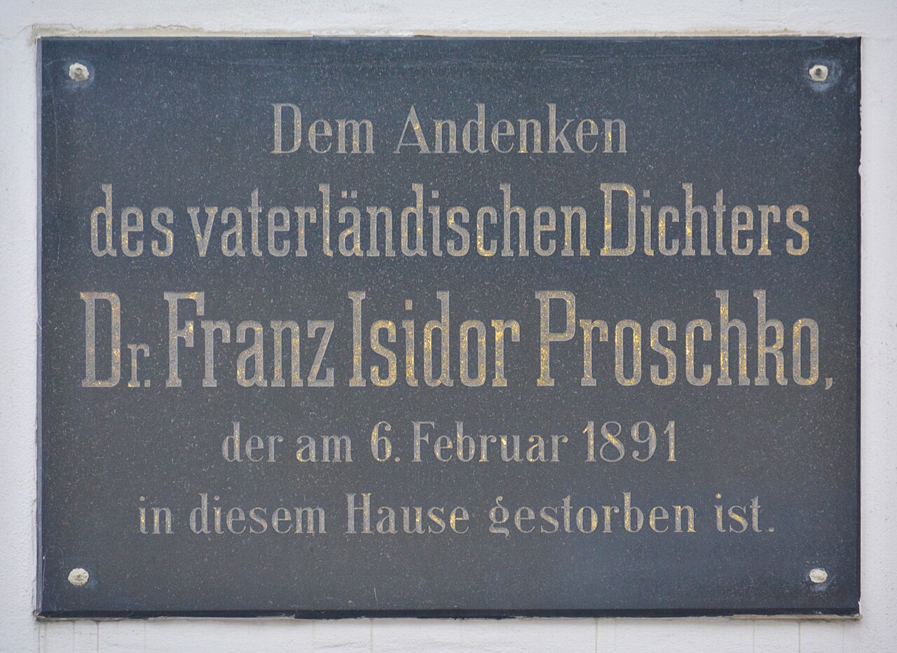 Placa comemorativa de Franz Isidor Proschko