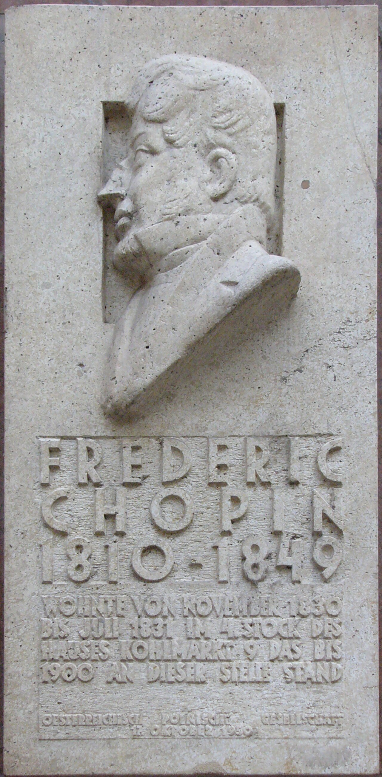 Gedenktafel für Frédéric Chopin